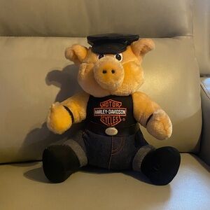 Harley-Davidson Black and Tan Plush Pig